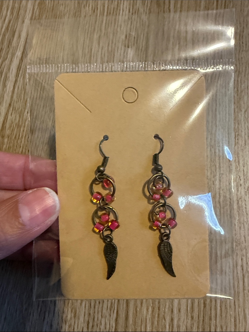 Angel Wing Earrings With Dangling Hoops NIP